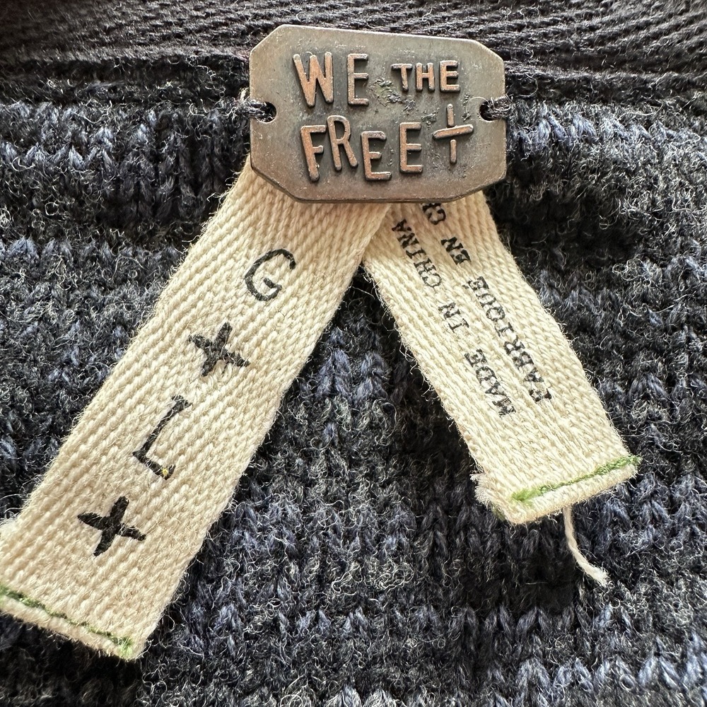 Free People Foxtrot Argyle Knit Cardigan Sweater Women's L Wool Blend‎ Preppy - Picture 6 of 14
